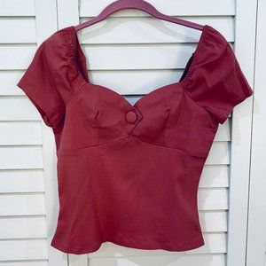 Unique Vintage Dark Rose Sweetheart Nora Top NWOT size small/4